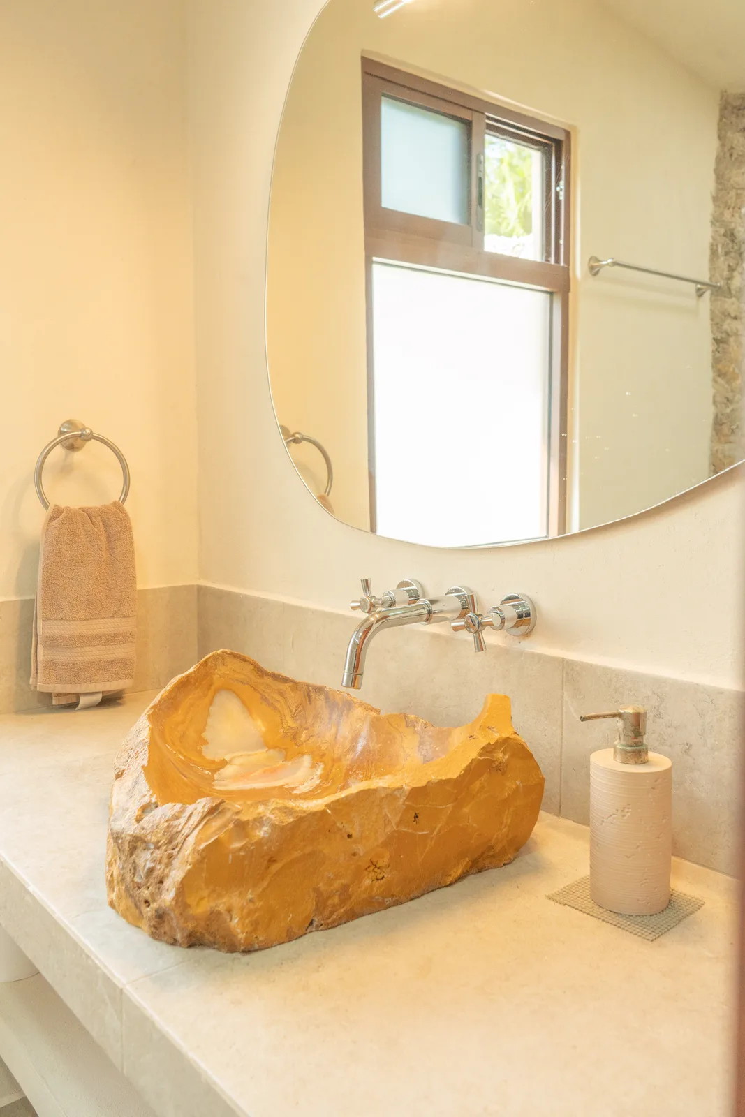 Amber carved stone sink