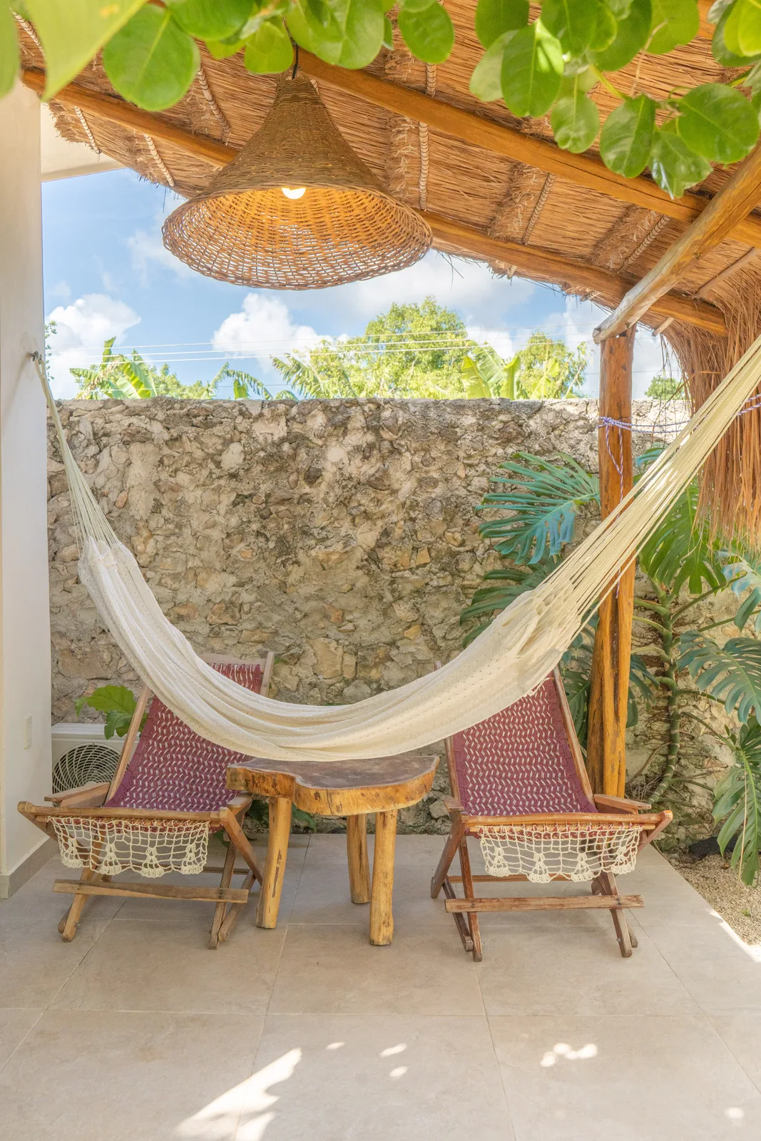Bungalow private terrace with palapa and hammock